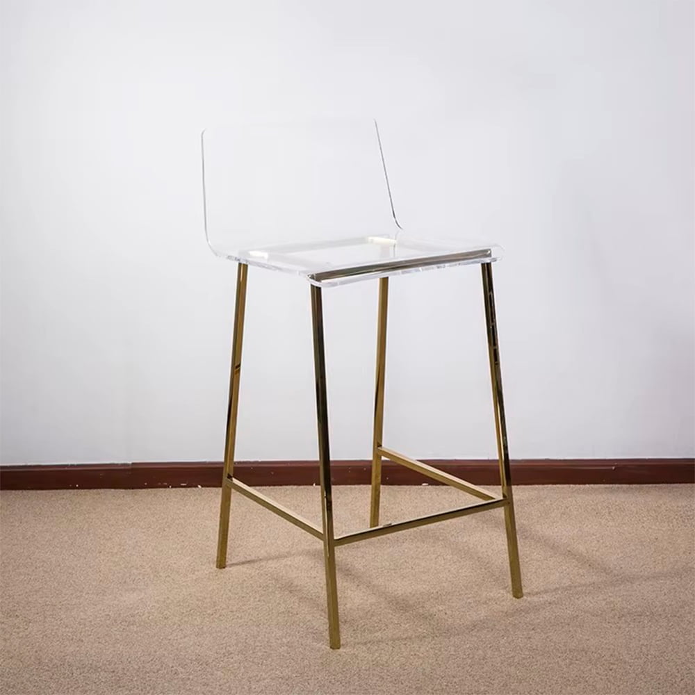 Heavenly Collection Set of 3 Clear Acrylic & Gold Counter Stools – Ideal for Kitchen Island or Dining Area