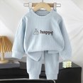thumbnail image 2 of TOWED22 Toddler Baby Boy Fall Clothes Waffle Contrast Color Sweatshirt Pants Sets Infant Winter Outfits 6 12 18 24 Months 3T 4T 5T 6T Size:8-9 Y,Color:Light Blue, 2 of 5