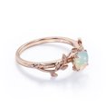 thumbnail image 3 of 0.5 Carat Round Shape Australian Opal - Botanical Design - Four Prong Solitaire Engagement Ring - 18K Rose Gold Plating Over Silver, 3 of 6