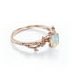 thumbnail image 3 of JeenMata Anillo de Compromiso Solitario de Cuatro Puntas con Diseño Botánico de Ópalo Australiano Redondo de 0,5 Quilates Chapado en Oro Rosa de 18 K sobre Plata, 3 of 6