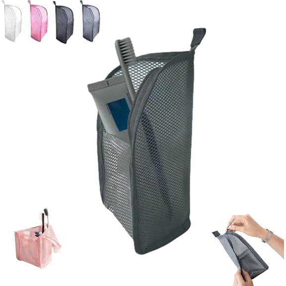 Standing Toiletry Bag – Portable Lightweight EVA Mesh Travel Organizer, Water-Resistant Large Capacity Cosmetic Bag for Toothbrush and Travel Essentials
