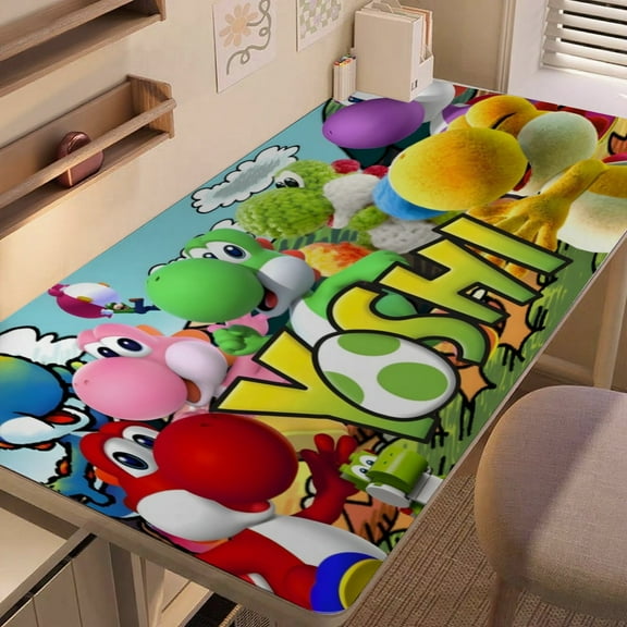 Yoshi-themed extra-large Non-Slip Base leather Desk Table mat—versatile for computer desks, dining tables, and more.12"x24"(30X60cm）