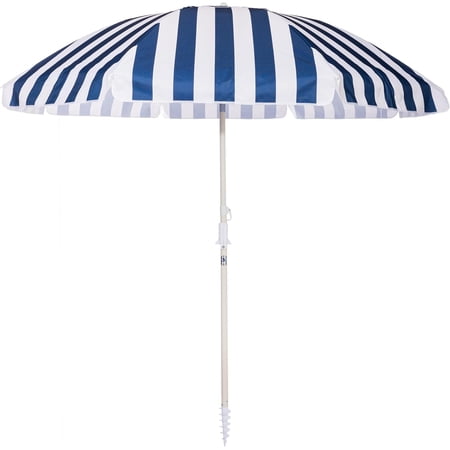 Business & Pleasure Co. Margaritaville Manana Umbrella - 6.5' Beach Umbrella with Sand Anchor, 7' Tall Telescopic Aluminum Pole, UPF 50+