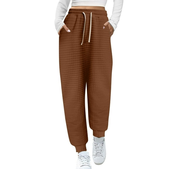 IROINNID Savings Sweatpants for Women Casual Jogger High Waist Oversized Solid Sport Straight Leg Pants,Coffee