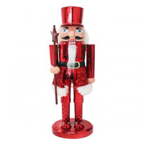Cascanueces Decorativo de Plástico Rojo 28 cm de Altura | Figura Navideña Clásica para Decoración de Interiores | Ideal para Navidad, Hogar, Oficinas y Eventos Festivos