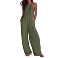 thumbnail image 2 of Ailaofu Women's Summer Halter Neck Sleeveless Solid Color Jumpsuit, Fashion Casual Beach Vacation Jumpsuit with Pockets, 2 of 5