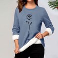 thumbnail image 1 of Heisall Womens Base Layer Shirts Autumn Winter Floral Print Round Neck Long Sleeve Thickened Fleece Teddy Shearling Warm Fitted Thermal Tops for Daily Cold Weather Wear, 1 of 3