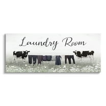 Stupell Laundry Room Clothes Drying Cows Nature Painting Gallery Wrapped Canvas Print Wall Art