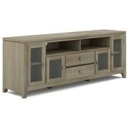 Trent Home Solid Wood Extra Wide 72" TV Stand in Distressed Gray