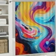 thumbnail image 6 of BCIIG Swirl Bathroom Decor Set with Hooks, Colorful Luxurious Graphic Print Polyester Fabric Shower Curtain, Chic Modern Design, Waterproof, Easy Installation 60x72, 6 of 7