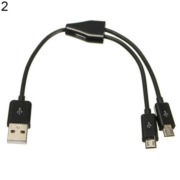 USB 2.0 Male to Micro USB 2.0 Male 1 to 2 Y Splitter Charger Data Cable Cord