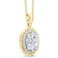 thumbnail image 3 of Gem Stone King 14K Yellow Gold White Moissanite and Diamond Pendant Necklace for Women (1.50 Cttw, Oval 8X6MM, with 18 inch Chain), 3 of 5