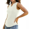 thumbnail image 6 of Nrmvnmi Women's Ribbed Slim Fitted Tank Tops 2024 V Neck Curved Hem Sleeveless Shirts Casual Summer For Mothers day gifts, 6 of 7