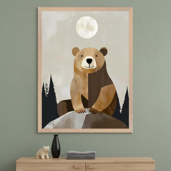 Modern Bear Nursery Art Print Wall woodland animal decor minimalist forest illustration br