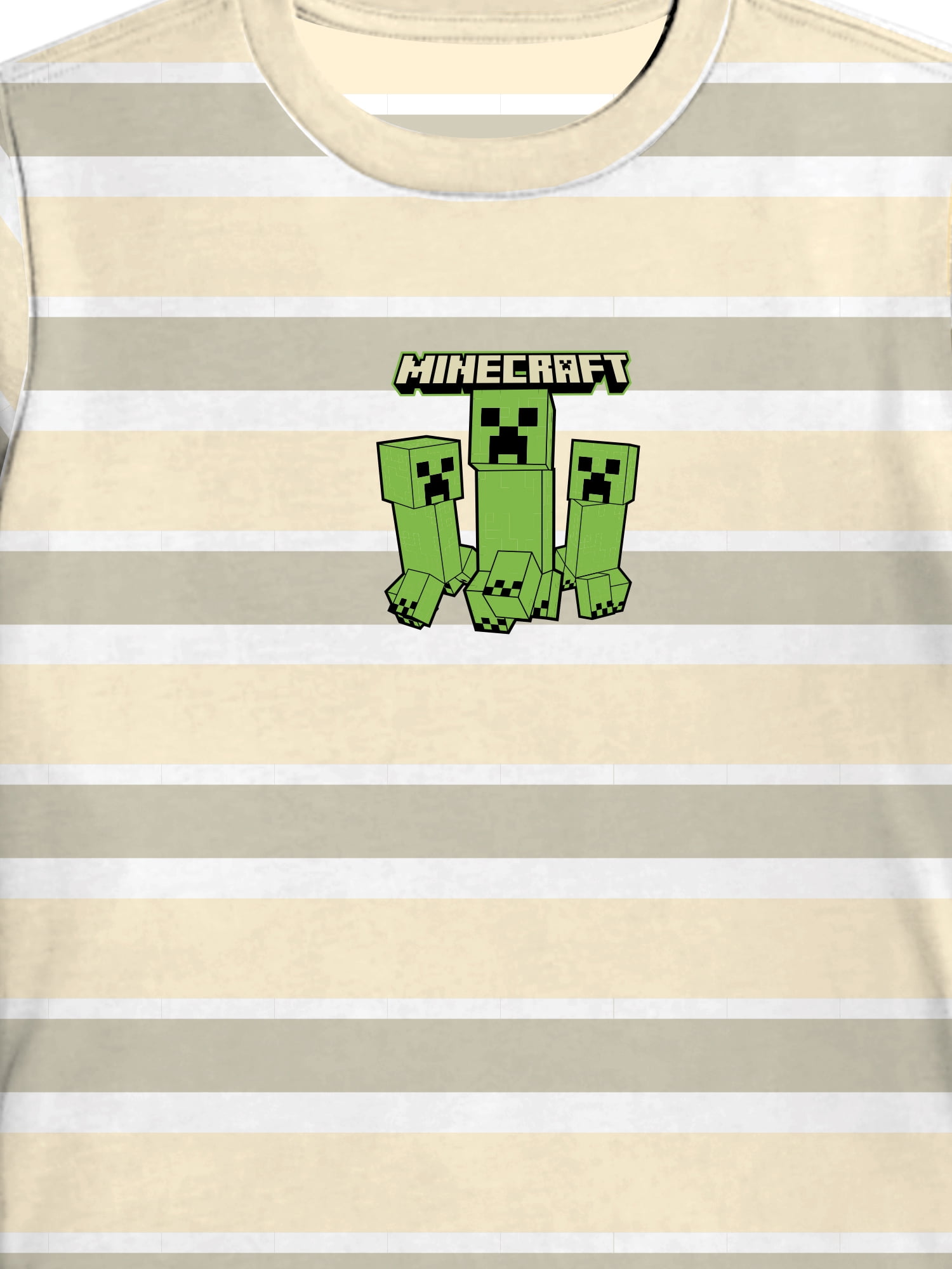 Minecraft Creepers, Boys Graphic Crew Neck Short Sleeve Embroidered Striped Tee, Sizes 4-18