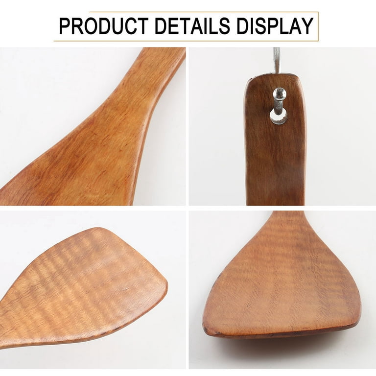 Unique Bargains Wooden Hollow Design Cooking Ware Frying Turner Spatulas  and Turners Wood Color 1 Pc