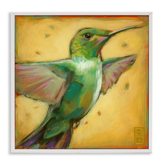 Stupell Industries Farmhouse Flying Hummingbird White Framed Giclee Art, 17 x 17, by Stacy D'Aguiar