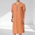 thumbnail image 2 of RongHuan Men's Nightshirt Robe Short Sleeve Soft Nightgown Lightweight Cotton Night Shirt Knee Length Sleepwear, 2 of 6