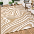 thumbnail image 3 of Garvee Outdoor Rug 9'x18' Abstract Plastic Area Rug Waterproof Reversible Outdoor Carpet, Plastic Straw Rug for Patio RV Camping Balcony Deck Backyard, Coffee, 3 of 8