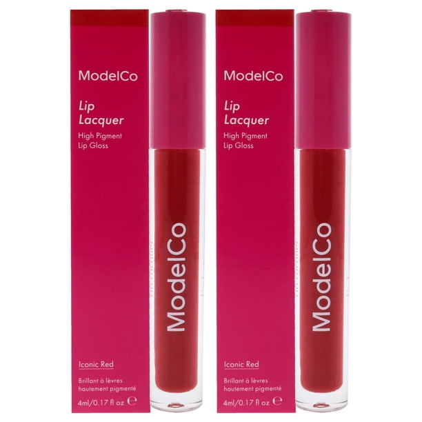 Laca de labios ModelCo Iconic Red, 5 ml, paquete de 2, altamente pigmentada