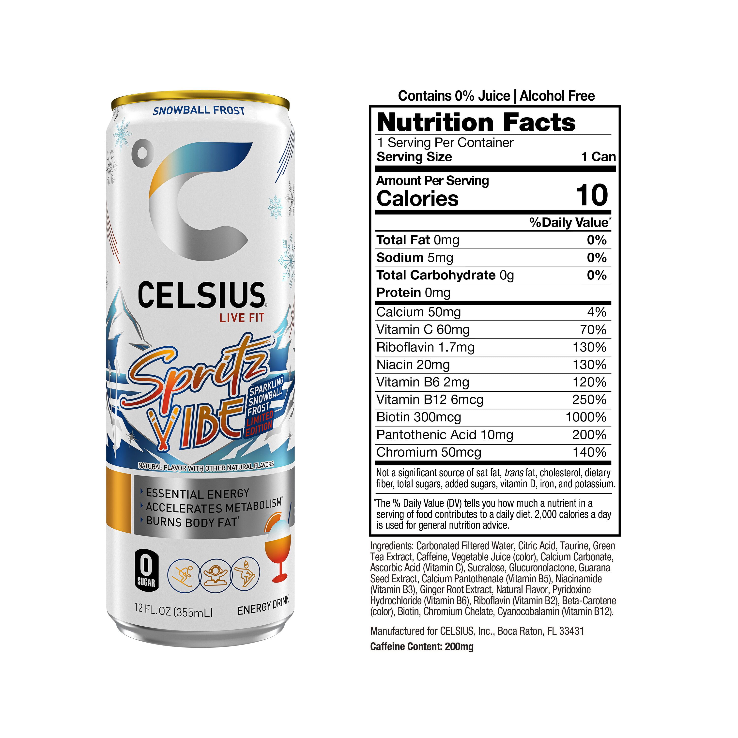 CELSIUS Sparkling Spritz Vibe, Functional Energy Drink 12 fl oz (pack of 12)