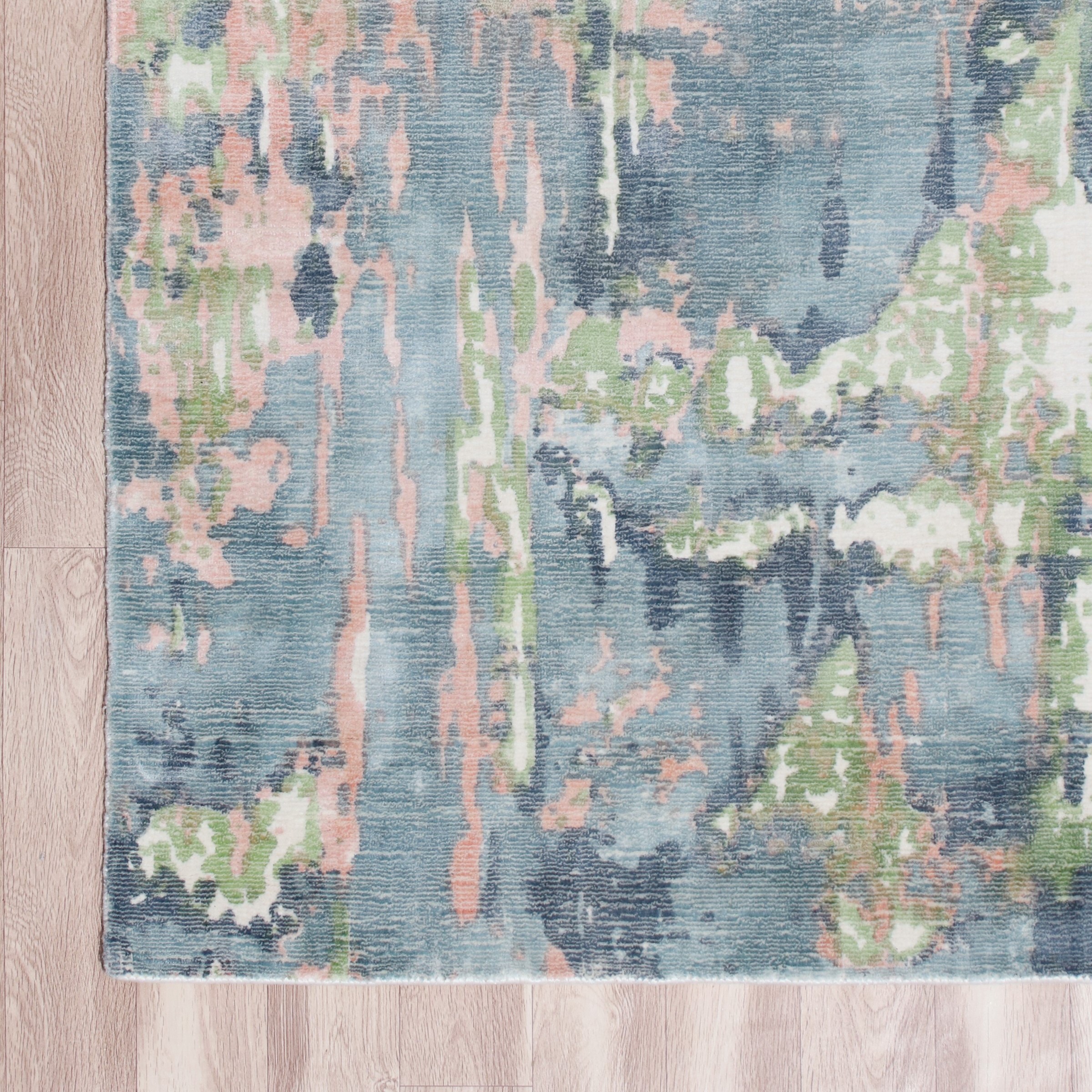 Ox Bay Hand Loomed Abstract Ethereal Garden Area Rug, Blue / Green, 5'9" x 8'9"