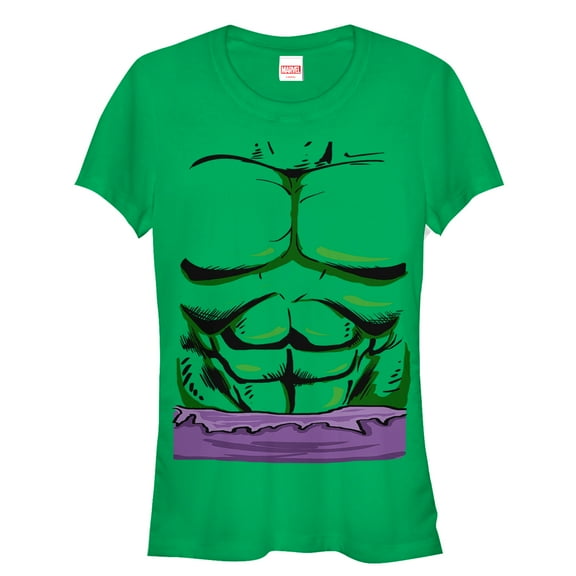 Junior's Marvel Halloween Hulk Classic Costume Graphic Tee Kelly Green 2X Large