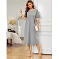 thumbnail image 2 of Ekouaer Cotton Sleepwear for Women Plus Size Long Nightgowns Short Sleeve Night Dress Casual Sleep Nightshirt, 2 of 6
