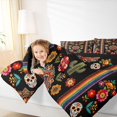 thumbnail image 3 of meiyoeat Eclectic Mexican Full Size Comforter Sets For Men Women,Sugar Skull Print Bedding Comforter Set,Black Multicolor,Black Reversible,3-Piece,1 Comforter and 2 Pillowcases, 3 of 7