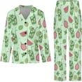 thumbnail image 4 of Top-kevin Wine Glasses Hearts Music Stars Women's Long-Sleeve Shirt And Full-Length Bottom Pajama Set, 4 of 12