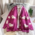 thumbnail image 2 of IROINID Cardigan Court pour Femmes à Rayures Manches Longues Décontracté Patchwork Rayé Long Cardigan Hauts Manteau, Rose Vif, 2 of 6