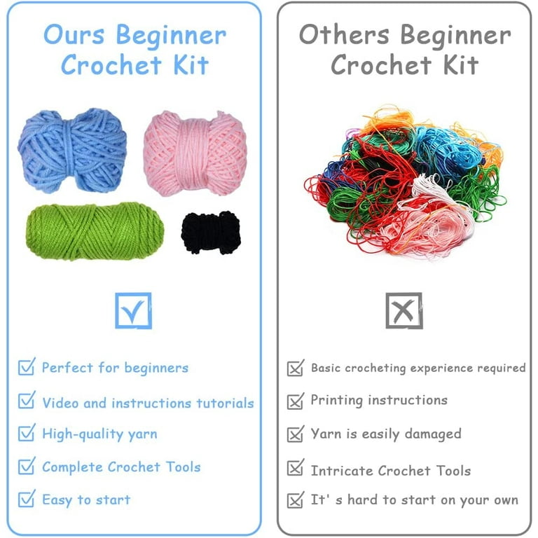 Yarniss Beginner Crochet Kit, Crochet Animal Kit with Instruction  &Video-Mermaid(Valentines Day Gifts) 