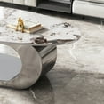 thumbnail image 4 of 51" Oval Faux Marble Coffee Table with Titanium-Coated Steel Base & Central Ball Support for Modern Living Rooms, 4 of 9