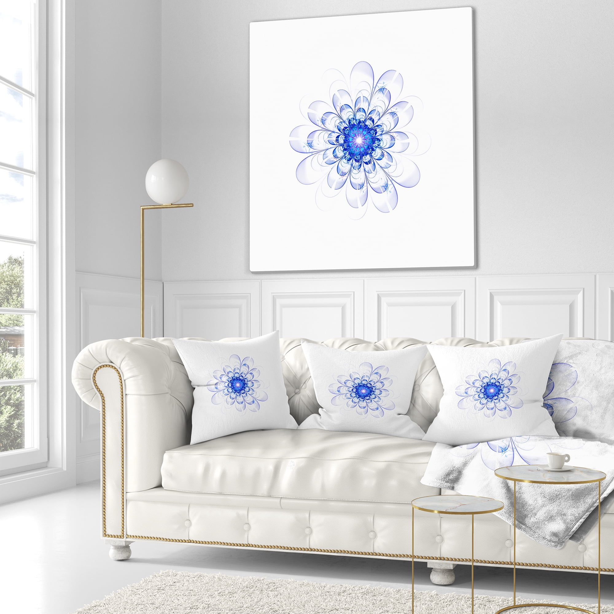 Designart 18" x 18" Blue Polyester Throw Pillow
