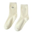 thumbnail image 2 of Onlysocks 4 Pair Womens Cute Cozy Thick Slipper Fuzzy Socks with Animal Embroidery, for Winter Indoor Floor Comfort, Barefoot Dreams, Bunny, 2 of 9