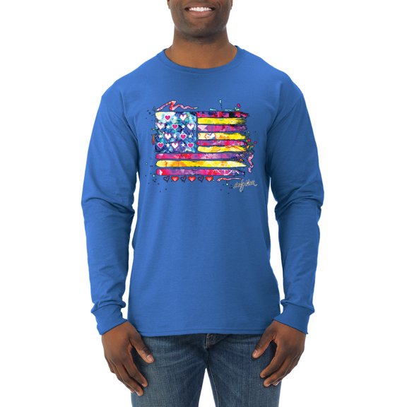 Wild Bobby, Colorful Neon Flag, Streetwear, Men Long Sleeve Shirt, Royal, X-Large