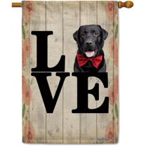 Cute Labrador Dog House Flag Love Valentine''s Decoration Flag Banner for Yard Outside Double Side 28X40 Inch