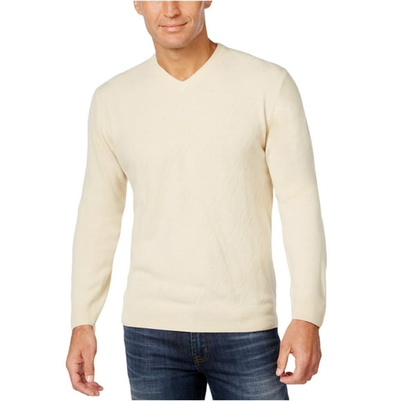 Weatherproof Mens Solid Textured Knit Pullover Sweater, White, XX-Large