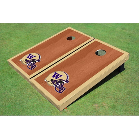 University Of Washington Helmet Gold Rosewood Matching Border Cornhole Boards