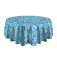 thumbnail image 5 of Blue White Tie Dye Textured Pattern Round Tablecloth 60"x60",Wrinkle Wipeable Table Cloth for Kitchen Dining Room Picnic Patio Party, 5 of 6