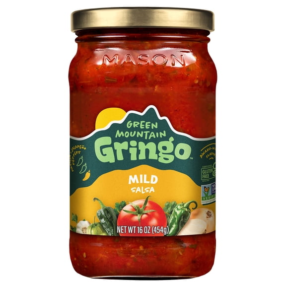 Green Mountain Gringo Mild Salsa, 16oz Jar, Gluten-Free Certified, Non-GMO Project Verified