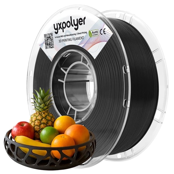 YXPOLYER PLA Filament Food Grade 1.75mm 1kg for 3D Printing, PLA  Black 3D Printer Filament AMS-Compatible