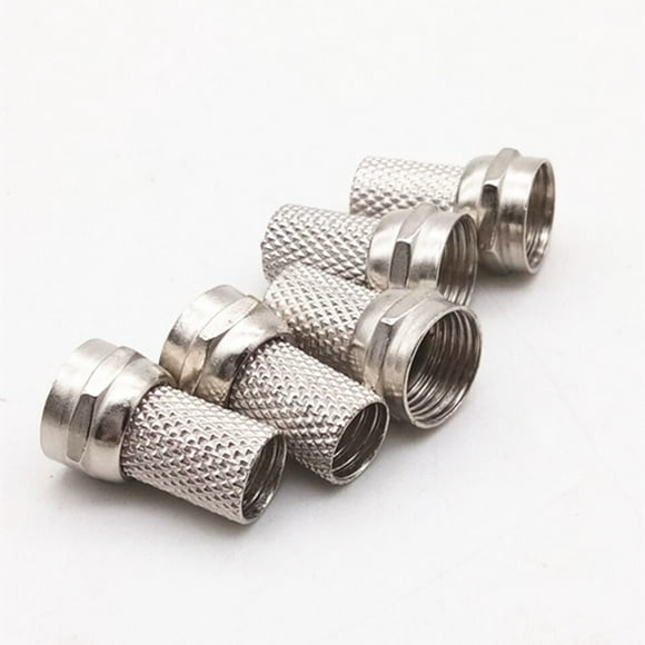 RG6 F-Type Twist-On Coaxial Cable RF Connector Adapter Plug, 6PCS (Silver)