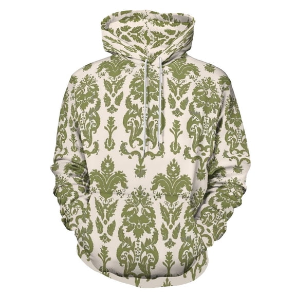 Green Damask Pattern Men's Women New Sweatshirt Hoodie Men's Plus Size Sweatshirt Hooded Sweatshirt 3d Printed Street Men's Cloth