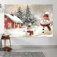 thumbnail image 4 of Winter Christmas Snowman Backdrop Photography - Rustic Xmas Cabin Background Snowy Forest Pine Tree Portrait Photobooth Party Banner Photo Studio Props for Holiday New Year Party Supplies 10X8FT, 4 of 5