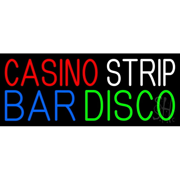 Casino Strip Bar Disco LED Neon Sign 13" Tall x 32" Wide - inches Black Square Cut Acrylic Backing, with Dimmer - Premium built indoor Sign for Strip Club, Dance club, Décor, Bar.