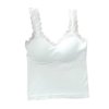 Rumida U Back Seamless Women Tank Top V Neck Lace Backless Padded Camisole Underwear comfortable Women Tank Top V Neck Lace Backless Padded women daily sport White One Size