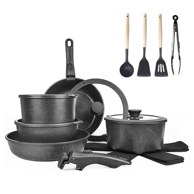 Sartenes antiadherentes juego de 19 ollas y sartenes mango desmontable utensilios cocina ollas inducción