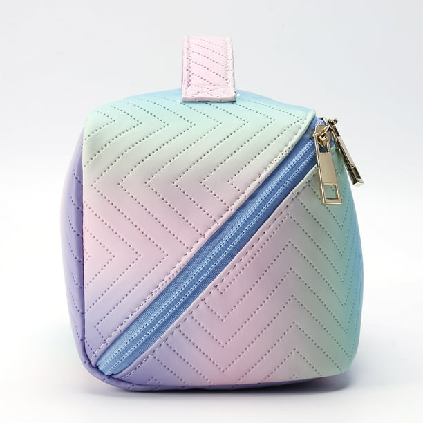 Bolsa cosmético de cuero PU de lavado degradado de gran capacidad para vacaciones (Color D) Ehuebsd Para Estrenar