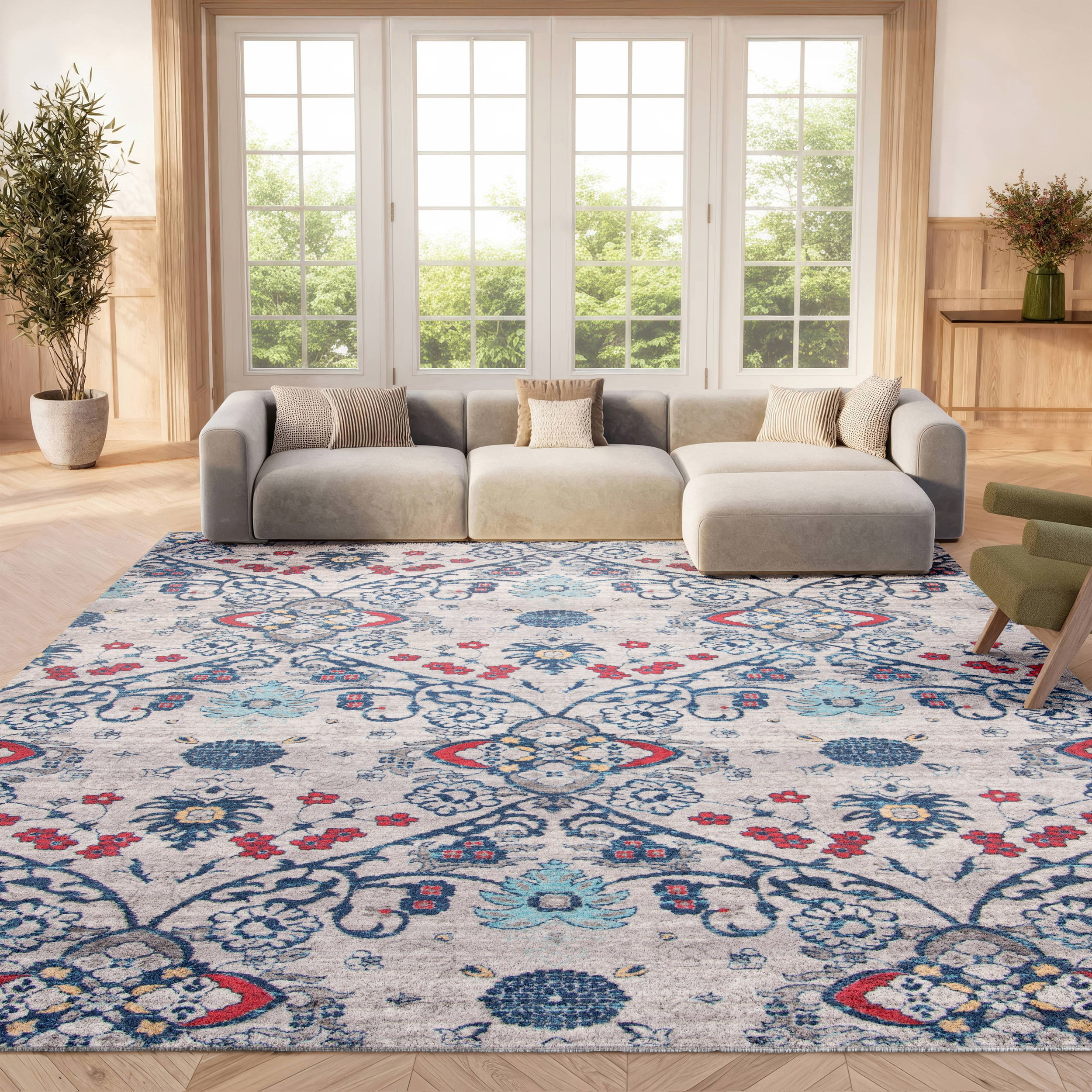 SAFAVIEH Brentwood Rudolf Southwestern Area Rug, Navy/Gray, 9' x 12'